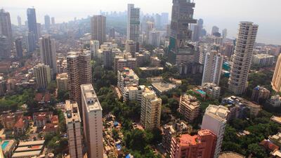 An aerial view of the Mumbai skyline. India is one of the few emerging market economies where growth has not slowed. Subhash Sharma / The National
