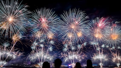 Eid Al Adha fireworks display at Yas Bay Waterfront on the first day of Eid. Victor Besa / The National