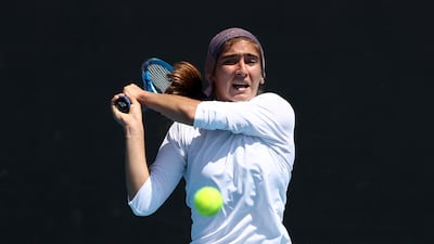 Meshkatolzahra Safi plays against Anja Nayar at the Australian Open. Getty