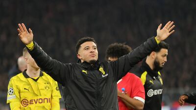 Jadon Sancho scored his second goal in two games to help Dortmund reach the Champions League quarter-finals. EPA