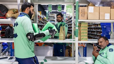 Orders are collected and packed in the warehouse