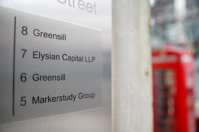 A sign at the building housing the headquarters of Greensill Capital in London. Greensill filed for insolvency in the UK after a swift crisis of confidence deprived it of major buyers of the loans it made and regulators stepped in to oversee its German bank. Bloomberg