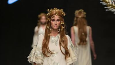 Zareena’s palette included pastel pinks, milky whites, soft greys and pistachio greens. Ian Gavan / Getty Images for Fashion Forward