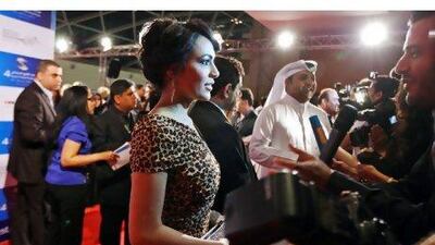 The Syrian actress Niveen Madi on the Red Carpet during opening ceremonies of Gulf Film Festival at the Grand Cinemas in Festival City, Dubai.