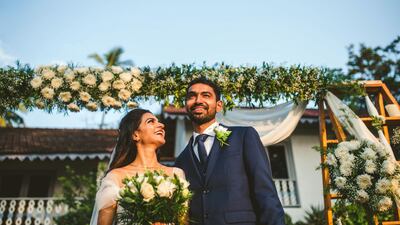 Alisha Mishra and Demetrius Pais had an eco-friendly wedding in Goa, India. Courtesy The Wedding Toast