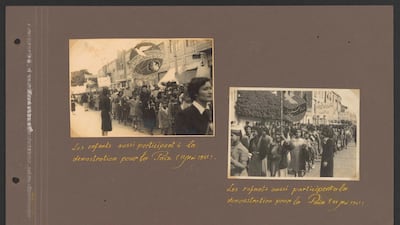 Women and children march for peace during the Iran Oil Crisis. Iran, 1951