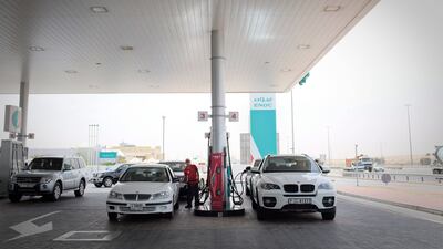 An Enoc petrol station in Dubai. The cost of fuel will increase in August. Razan Alzayani / The National
