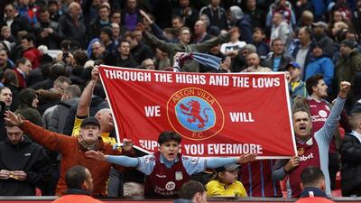 Aston Villa fans at the end of the match after being relegated from the Premier League. Action Images via Reuters / Jason Cairnduff
