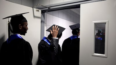 Masdar's class of 2013 master's graduates line up to receive their awards.