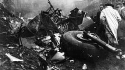 The scene after the aircrash on the mountain of Superga, near the outskirts of Turin, which killed all the Torino players onboard.