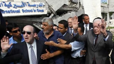Jimmy Carter during a visit to the Hamas-run Gaza Strip - the kind of diplomacy the Supreme Court ruling could end.