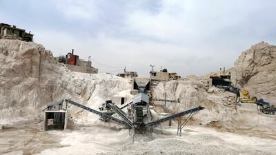 Stone quarries at Dahr Al Baydar, near the Lebanese village of Ain Dara where a giant cement factory is proposed to be built. Sunniva Rose / The National