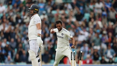 Prasidh Krishna after castling England's Josh Tongue. Reuters