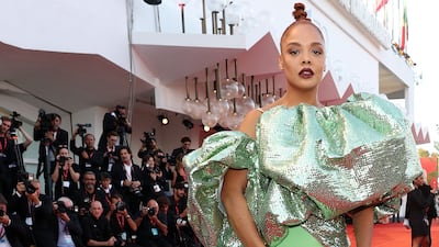 Actress Tessa Thompson in Marc Jacobs. Getty