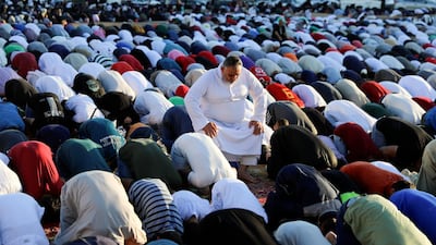 Muslims perform Eid Al Adha prayers in Amman, Jordan. EPA