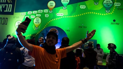 A map shows the Gaza Strip with Jewish settlements at a convention in Jerusalem that called for Israelis to resettle the Palestinian enclave. Getty