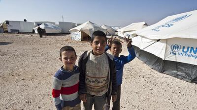 Handout photos of Emirati humanitarian Muna Harib , who initiated Breathing Numbers with 50 volunteers. They work in a Syrian refugee camp in Jordan - Zaatari Camp. Here are some pictures from their time there. Children at the camp. For a story by Afshan Ahmed, A&L, April 2014CREDIT: Courtesy Breathing Numbers