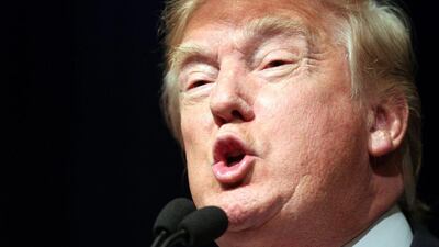 Republican presidential candidate Donald Trump speaks during a rally at the Reno Ballroom and Museum in Reno, Nevada, Sunday, Jan. 10, 2016. (AP Photo/Lance Iversen)