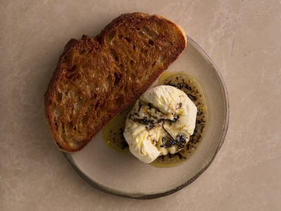 Whipped ricotta with honey and a side of sourdough. Photo: L'eto