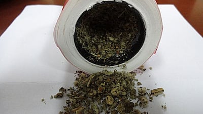 ??Three Britons have been jailed for possessing the drug Spice, also known as K2. Picture courtesy Dubai Customs