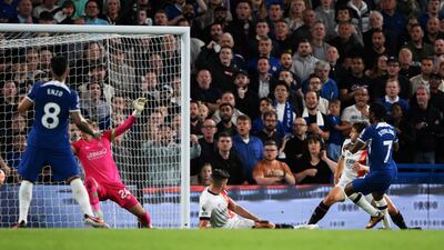 Chelsea's Raheem Sterling makes it 2-0. EPA