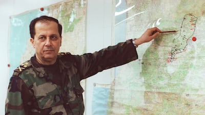 Michel Aoun in his office in Beirut in1989. AFP