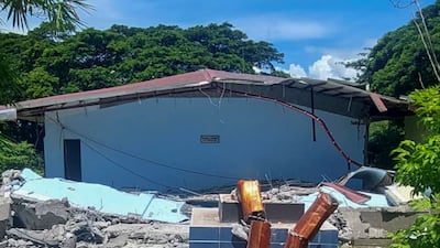 The quake damaged a mason temple in Bangued. AP