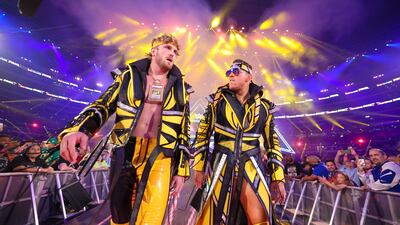 Logan Paul and The Miz walk out together at WrestleMania 38. All photos: WWE