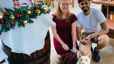 Albi, with owner Kareem Kerry, died after she was left in a car for seven hours by a dog daycare handler