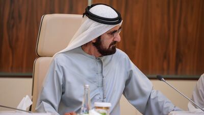 Sheikh Mohammed bin Rashid, Vice President, Prime Minister and Ruler of Dubai, leads a Cabinet meeting at Qasr Al Watan in Abu Dhabi. All photos: Dubai Media Office
