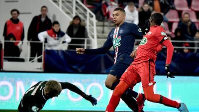 Kylian Mbappe scores their second goal. AFP