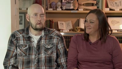 Aaron James with his wife, Meagan in New York. AP