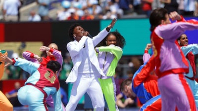 US YouTube creator IShowSpeed performs during the pre-match closing ceremony. EPA
