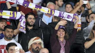 Al Ain fans before the match between Real Madrid and Al Ain at the Fifa Club World Cup final at the Zayed Sports City Stadium, Abu Dhabi. Chris Whiteoak / The National