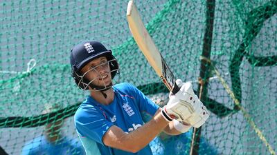 England captain Joe Root bats during a training session at the Sir Vivian Richards Stadium in Antigua. Getty