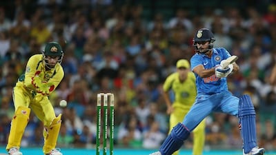 Manish Pandey in action on his way to his match-winning century. Craig Golding / AFP