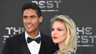 France and PSG defender Raphael Varane and his wife Camille Tytgat arrive for the Best FIFA Football Awards. EPA