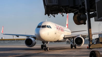 An Air Arabia Airbus A320 aircraft from Sharjah taxis at Qatar's Hamad International Airport on January 18, 2021. AFP