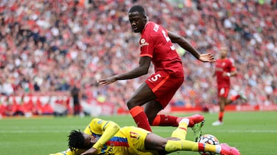 Ibrahima Konate - 6. The Frenchman was a little nervous on his debut but showed great strength in the challenge. He grew into the game as it progressed. Getty Images
