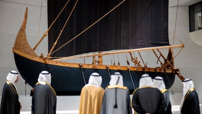 The visiting dignitaries are show the Magan boat during the inauguration