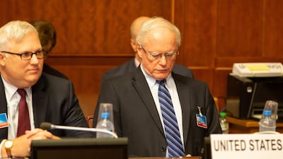 The newly appointed US special envoy for Syria James Jeffrey attends talks in Geneva on September 14, 2018. Reuters