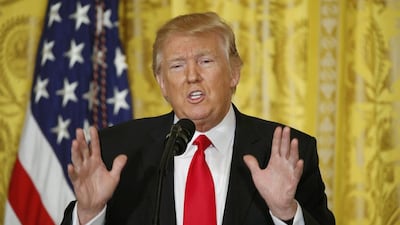 US president Donald Trump answers questions during a news conference at the White House in Washington on February 16, 2017. Kevin Lamarque / Reuters