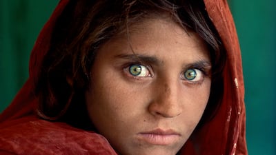 'Sharbat Gula, Afghan Girl. Peshawar, Pakistan, 1984'. All Photos: Steve McCurry / Musee Maillol