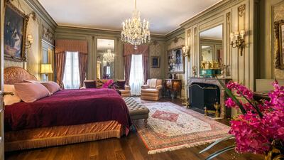 The mansion has nine bedrooms, including five suites, seven full bathrooms, as well as staff bedrooms.