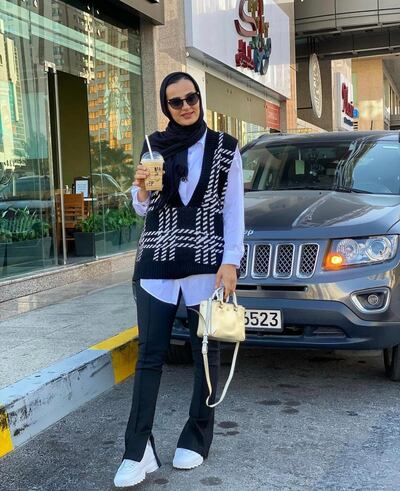 Maison Al Sheikh from Modernest incorporates a sweater vest in her modestwear wardrobe. Photo: Modernest
