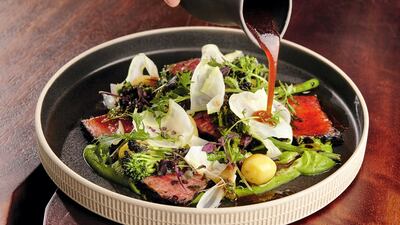 Wagyu beef broccoli at Ce La Vi, Address Sky View