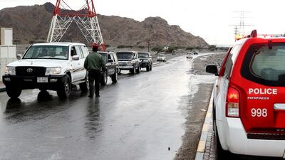 Ras Al Khaimah Police warn drivers from driving during rain. Courtesy RAK Police