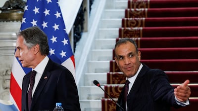 US Secretary of State Antony Blinken and Egypt's Foreign Minister Badr Abdelatty during a press conference in Cairo. Reuters
