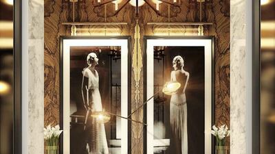 The design uses marble, ebony, brass and bronze accents. Courtesy Waldorf Astoria