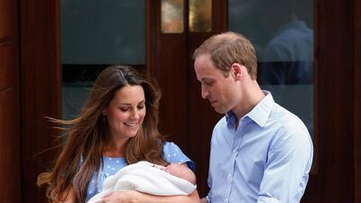 Britain's Prince William and his wife Catherine, Duchess of Cambridge appear with their baby boy. REUTERS / Suzanne Plunkett
